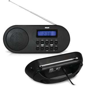 RCA Radio-Réveil avec AM/FM Numérique et Alertes Météo NOAA, Alimentation Électrique ou à Piles, Noir - RCWR7V - Simple Boutique