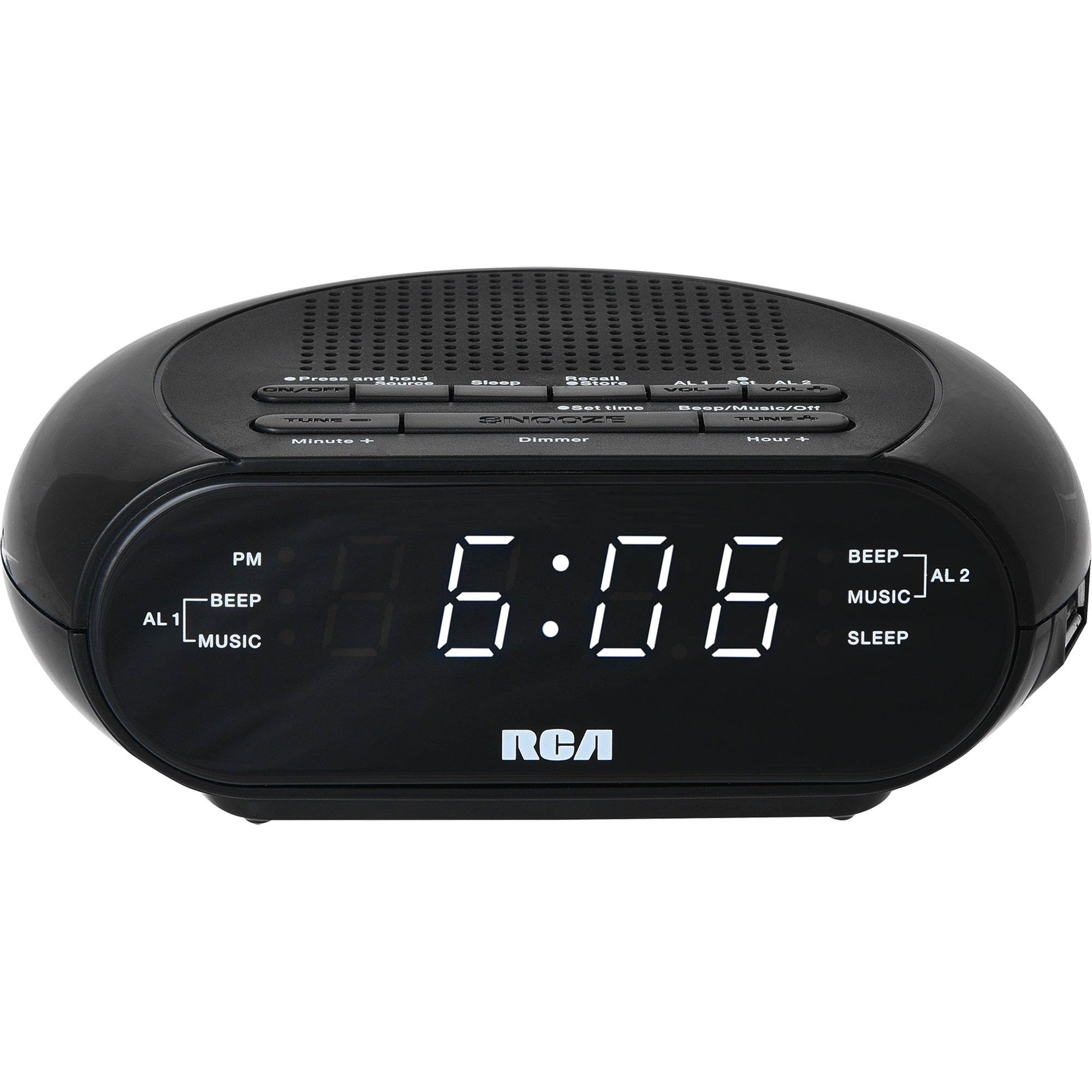 RCA Radio-Réveil avec Chargement USB, Sons Relaxants et Batterie de Secours, Noir - RCS27 - Simple Boutique