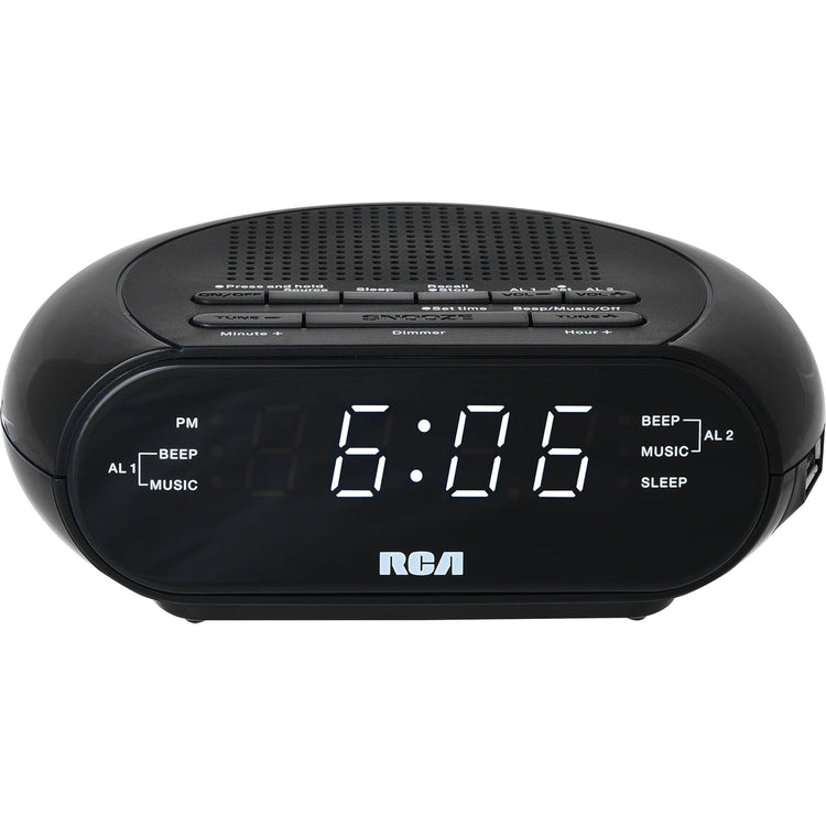 RCA Radio-Réveil avec Chargement USB, Sons Relaxants et Batterie de Secours, Noir - RCS27 - Simple Boutique