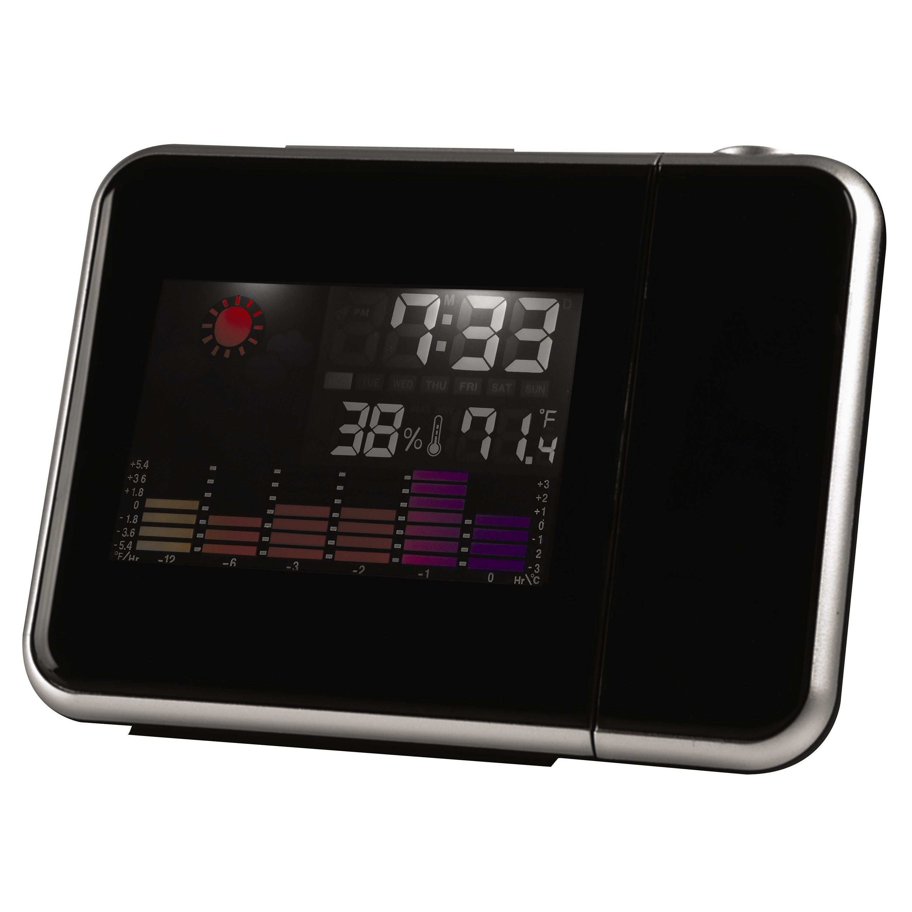 RCA - Réveil-Matin Projecteur, Projette l'heure au Mur ou au Plafond, Écran LCD, Affichage de la Température, Batterie de secours, Noir - RCPJ100A1 - Simple Boutique