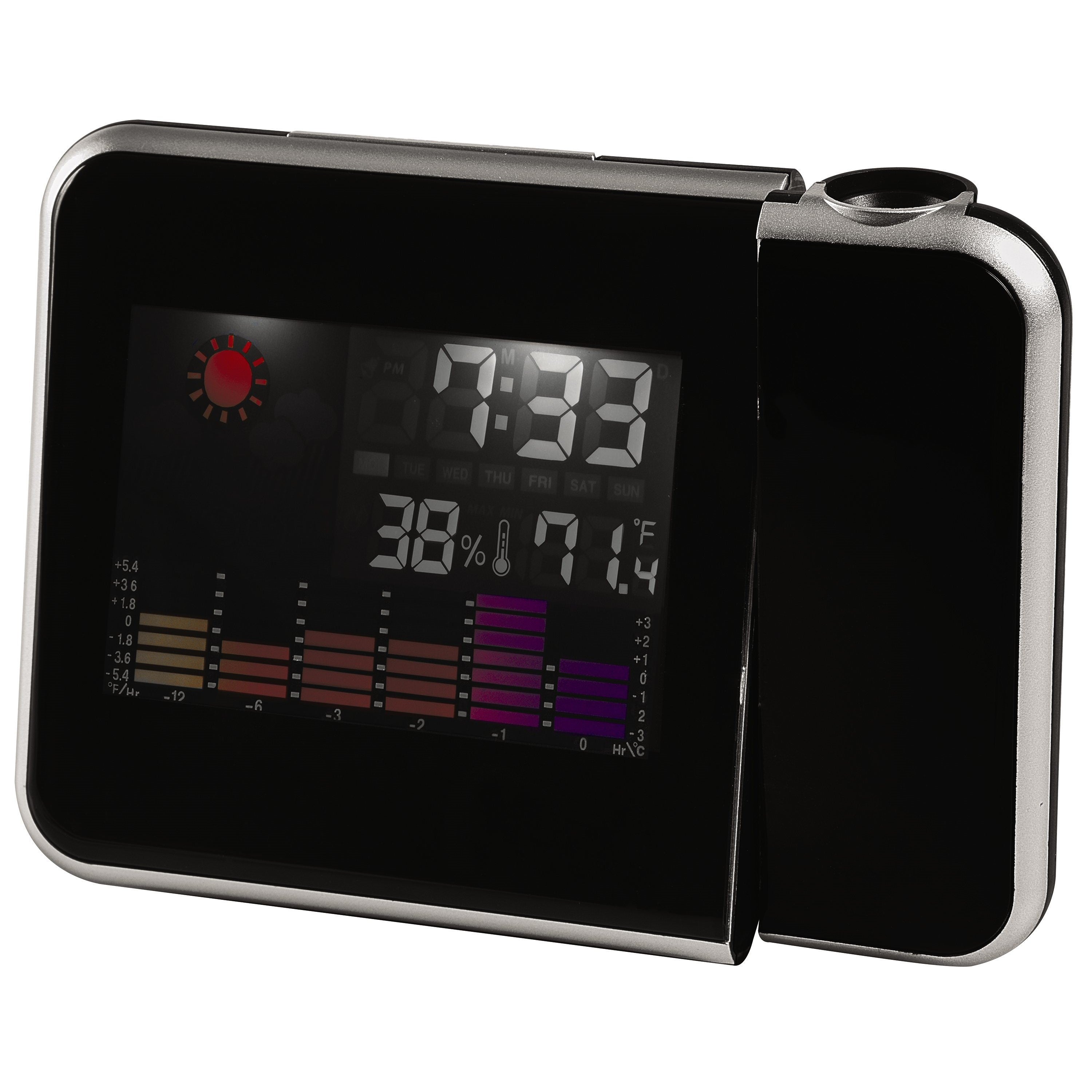 RCA - Réveil-Matin Projecteur, Projette l'heure au Mur ou au Plafond, Écran LCD, Affichage de la Température, Batterie de secours, Noir - RCPJ100A1 - Simple Boutique