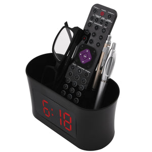 RCA Réveil-Matin à Double Alarme avec Chargement USB, Organisateur Intégré et Batterie de Secours, Noir - RCDC45V - Simple Boutique