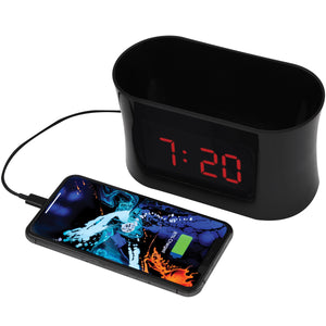 RCA Réveil-Matin à Double Alarme avec Chargement USB, Organisateur Intégré et Batterie de Secours, Noir - RCDC45V - Simple Boutique