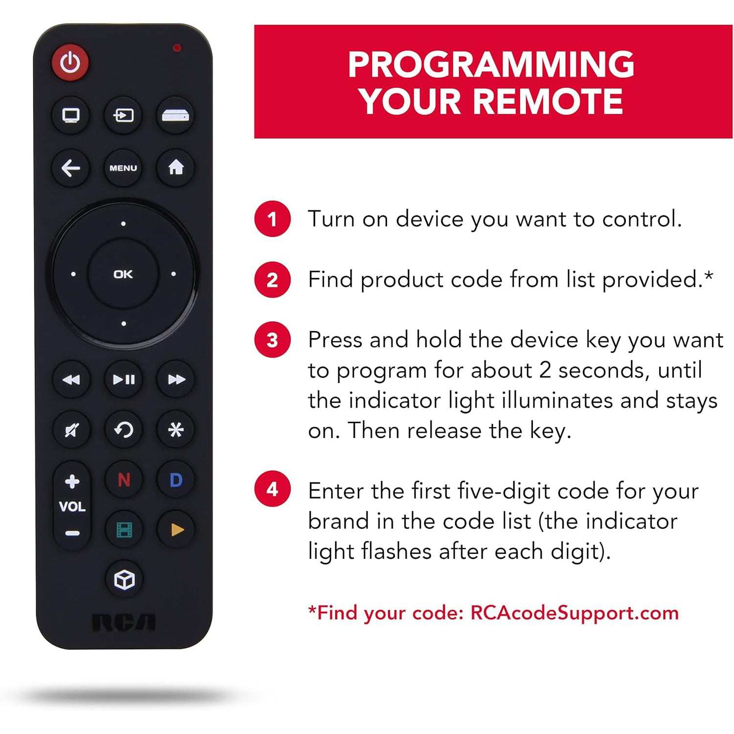 RCA - Télécommande Universelle Rechargeable, Bluetooth, Compatible avec Les Appareils de Diffusion en Continu - Simple Boutique