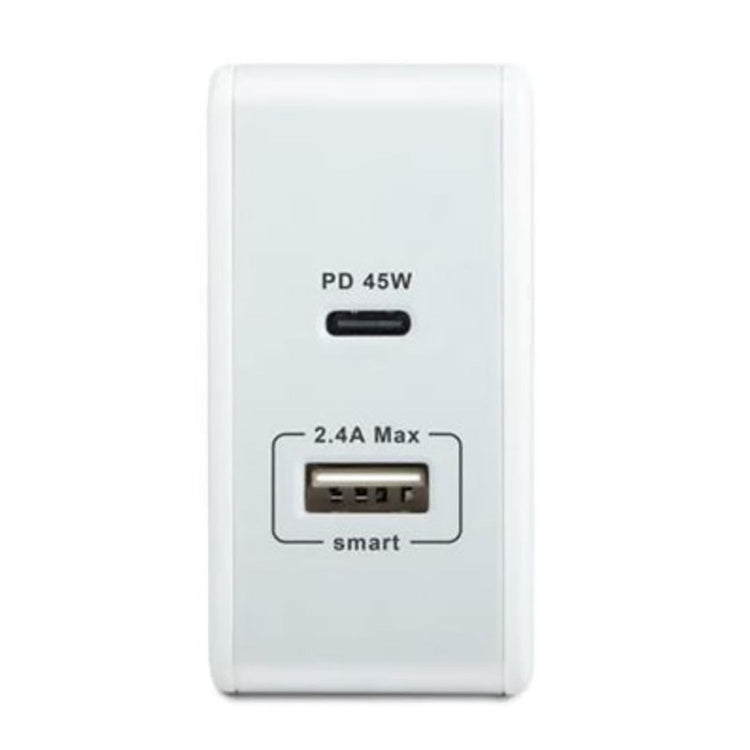 Rockstone - Chargeur Mural PD45 avec Prise USB-A 2.4A et USB-C 45W, Blanc - Simple Boutique