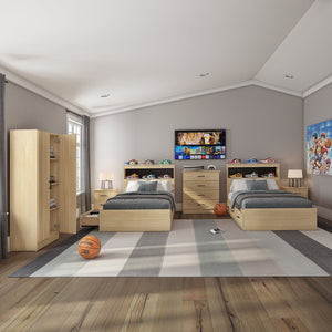 SUA-V - Armoire de Rangement en Mélamine Thermofusionnée, Hauteur de 64", Beauté Naturelle - Simple Boutique