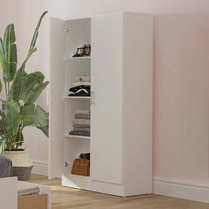 SUA-V - Armoire de Rangement en Mélamine Thermofusionnée, Hauteur de 64", Blanc - Simple Boutique