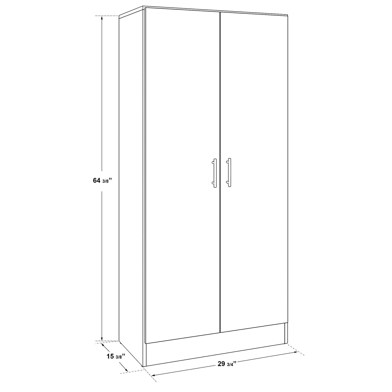 SUA-V - Armoire de Rangement en Mélamine Thermofusionnée, Hauteur de 64", Blanc - Simple Boutique