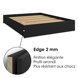 SUA-V - Base de Lit Ashton en Mélamine Thermofusionnée, Grandeur Queen, Noir - Simple Boutique