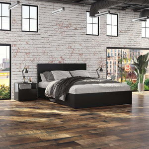 SUA-V - Base de Lit Ashton en Mélamine Thermofusionnée, Grandeur Queen, Noir - Simple Boutique
