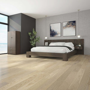 SUA-V - Base de Lit ZEN en Mélamine Thermofusionnée, Grandeur Queen, Tuxedo - Simple Boutique