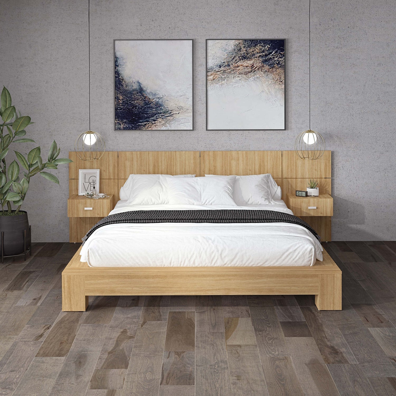 SUA-V - Ensemble de 2 Tables de Nuit ZEN en Mélamine Thermofusionnée, Beauté Naturelle - Simple Boutique