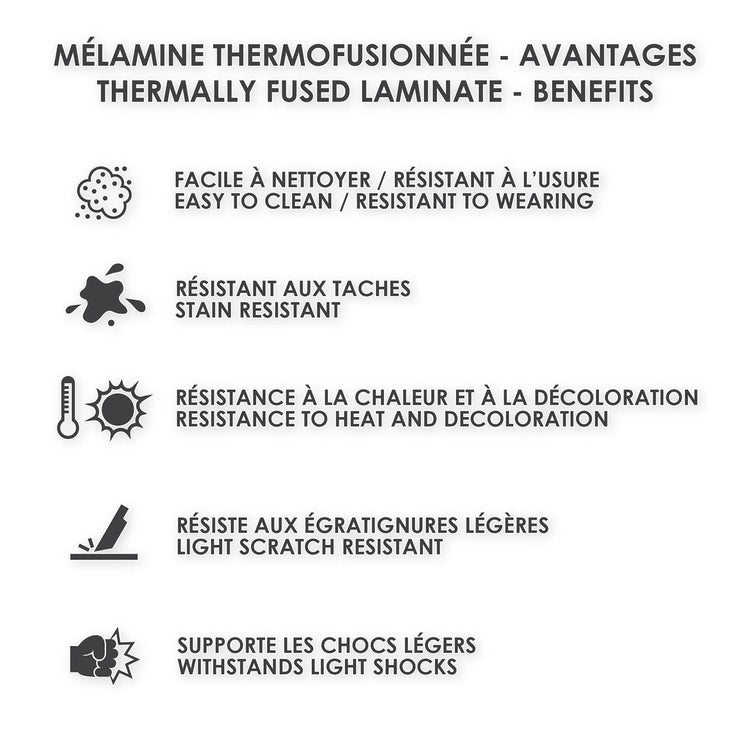 SUA-V - Ensemble de 2 Tables de Nuit ZEN en Mélamine Thermofusionnée, Chocolat - Simple Boutique