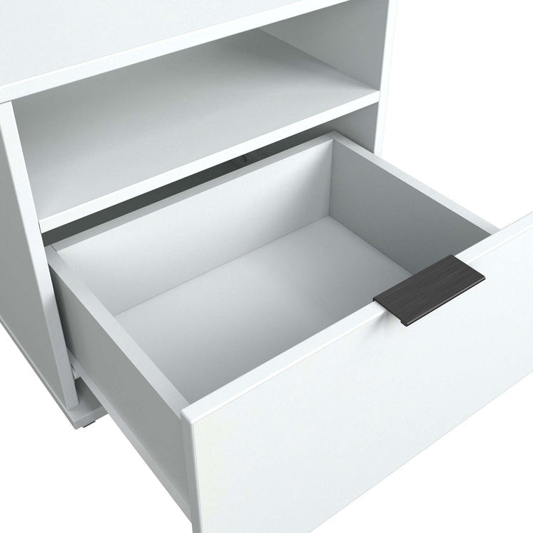 SUA-V - Table de Nuit Ashton en Mélamine Thermofusionnée, Blanc - Simple Boutique