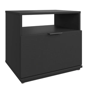 SUA-V - Table de Nuit Ashton en Mélamine Thermofusionnée, Noir - Simple Boutique