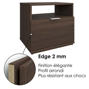 SUA-V - Table de Nuit Ashton en Mélamine Thermofusionnée, Tuxedo - Simple Boutique