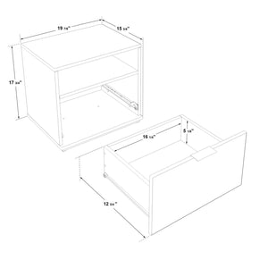 SUA-V - Table de Nuit Ashton en Mélamine Thermofusionnée, Tuxedo - Simple Boutique
