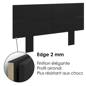 SUA-V - Tête de Lit Ashton en Mélamine Thermofusionnée, Grandeur Queen, Noir - Simple Boutique