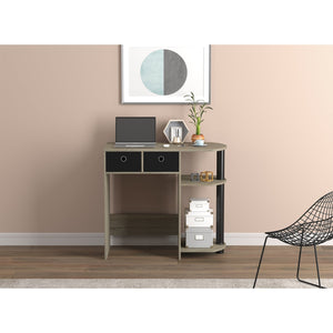 Safdie & Co Bureau d'ordinateur 31.5" de Long avec 2 Boîtes Tissées 2 Étagères pour Bureau à Domicile et Petits Espaces, Idéal pour Écrire, Taupe Foncé et Métal Noir - Simple Boutique