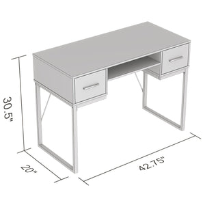 Safdie & Co Bureau d'ordinateur 42.5" de Long avec 2 Tiroirs pour Bureau à Domicile et Petits Espaces, Idéal pour Écrire, Taupe Foncé et Métal Noir - Simple Boutique