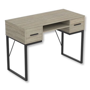 Safdie & Co Bureau d'ordinateur 42.5" de Long avec 2 Tiroirs pour Bureau à Domicile et Petits Espaces, Idéal pour Écrire, Taupe Foncé et Métal Noir - Simple Boutique