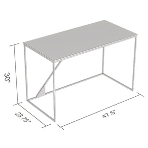 Safdie & Co Bureau d'ordinateur 47.25" de Long pour Bureau à Domicile et Petits Espaces, Idéal pour Écrire, Taupe Foncé et Métal Noir - Simple Boutique