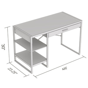 Safdie & Co Bureau d'ordinateur 47.65" de Long avec 1 Tiroir et 2 Tablettes pour Bureau à Domicile et Petits Espaces, Idéal pour Écrire, Apparence Bois Recyclé Brun et Métal Noir - Simple Boutique