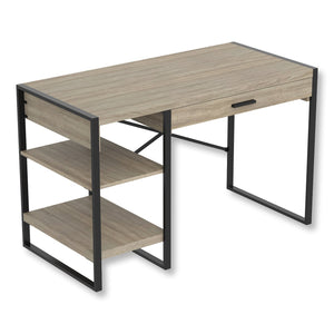 Safdie & Co Bureau d'ordinateur 47.65" de Long avec 1 Tiroir et 2 Tablettes pour Bureau à Domicile et Petits Espaces, Idéal pour Écrire, Taupe Foncé et Métal Noir - Simple Boutique