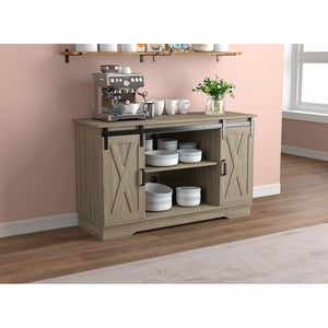 Safdie & Co Meuble TV, 48" de Long avec 2 Portes Coulissantes et 3 Tablettes pour Salon, Taupe Foncé - Simple Boutique