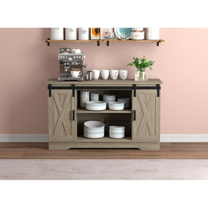 Safdie & Co Meuble TV, 48" de Long avec 2 Portes Coulissantes et 3 Tablettes pour Salon, Taupe Foncé - Simple Boutique