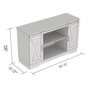 Safdie & Co Meuble TV, 48" de Long avec 2 Portes Coulissantes et 3 Tablettes pour Salon, Taupe Foncé - Simple Boutique