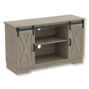 Safdie & Co Meuble TV, 48" de Long avec 2 Portes Coulissantes et 3 Tablettes pour Salon, Taupe Foncé - Simple Boutique