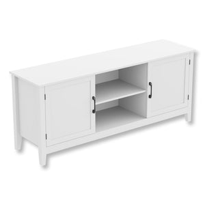 Safdie & Co Meuble TV, 58" de Long avec 2 Portes Fermées et 2 Tablettes pour Salon, Blanc - Simple Boutique