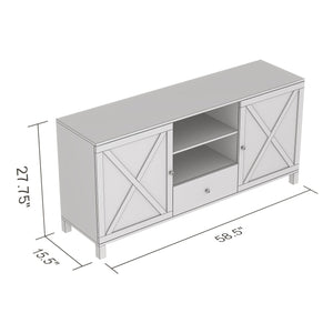 Safdie & Co Meuble TV, 58" de Long avec 4 Tablettes et 1 Tiroir pour Salon, Apparence Bois Recyclé Brun - Simple Boutique