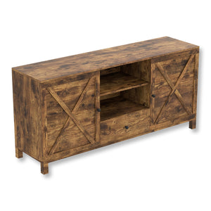 Safdie & Co Meuble TV, 58" de Long avec 4 Tablettes et 1 Tiroir pour Salon, Apparence Bois Recyclé Brun - Simple Boutique