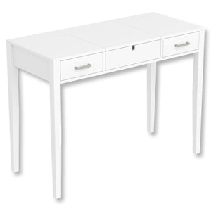 Safdie & Co Vanité, Table Multifonction 40" de Long avec 2 Tiroirs et Miroir Rabattable, Blanc - Simple Boutique
