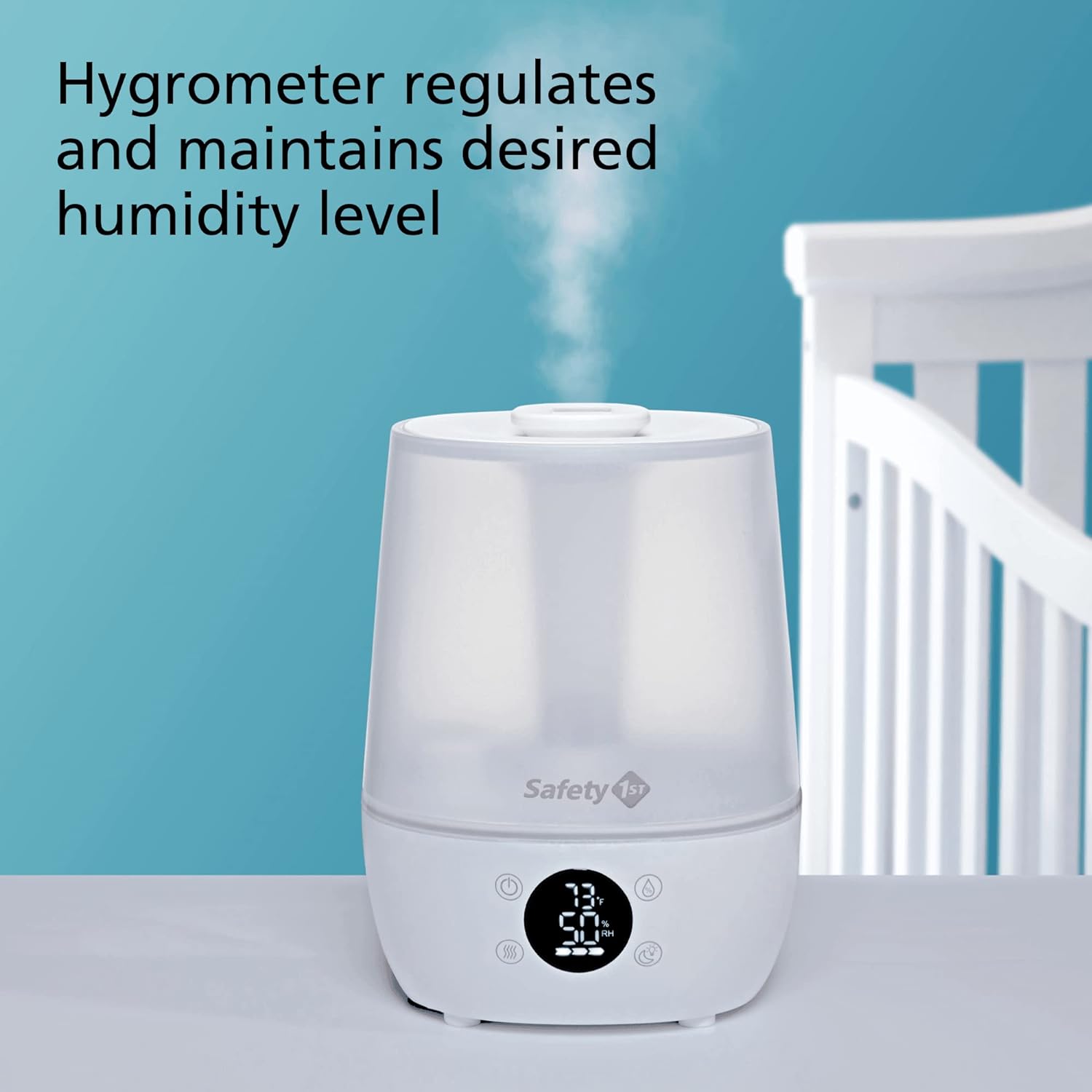 Safety 1st - Humidificateur Sans Filtre, Detecte la Température et Le Niveau D'humidité, Blanc - Simple Boutique