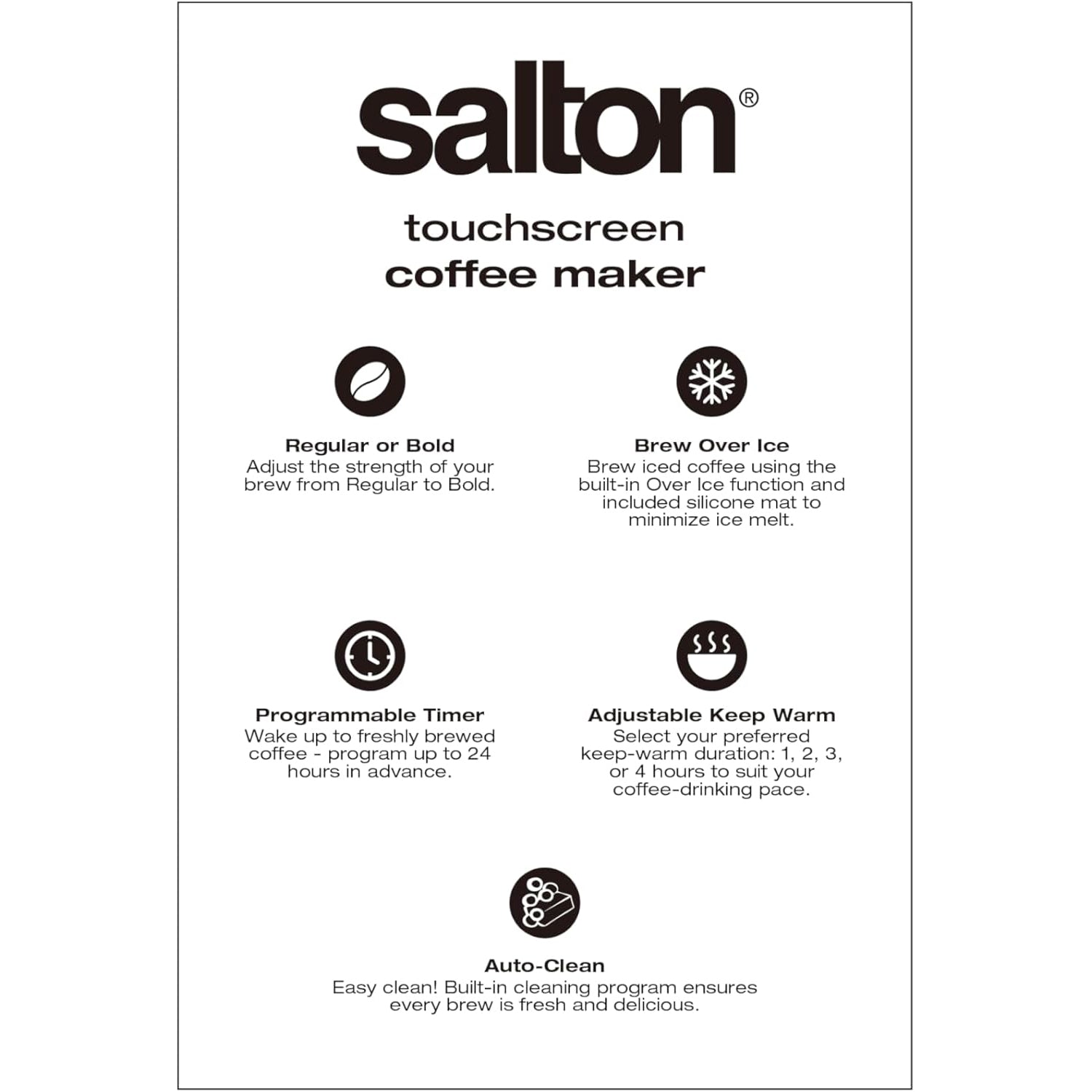 Salton - Cafetière Numérique Programmable, Capacité de 14 Tasses, Pour Café Chaud ou Froid, Acier Inoxydable - Simple Boutique