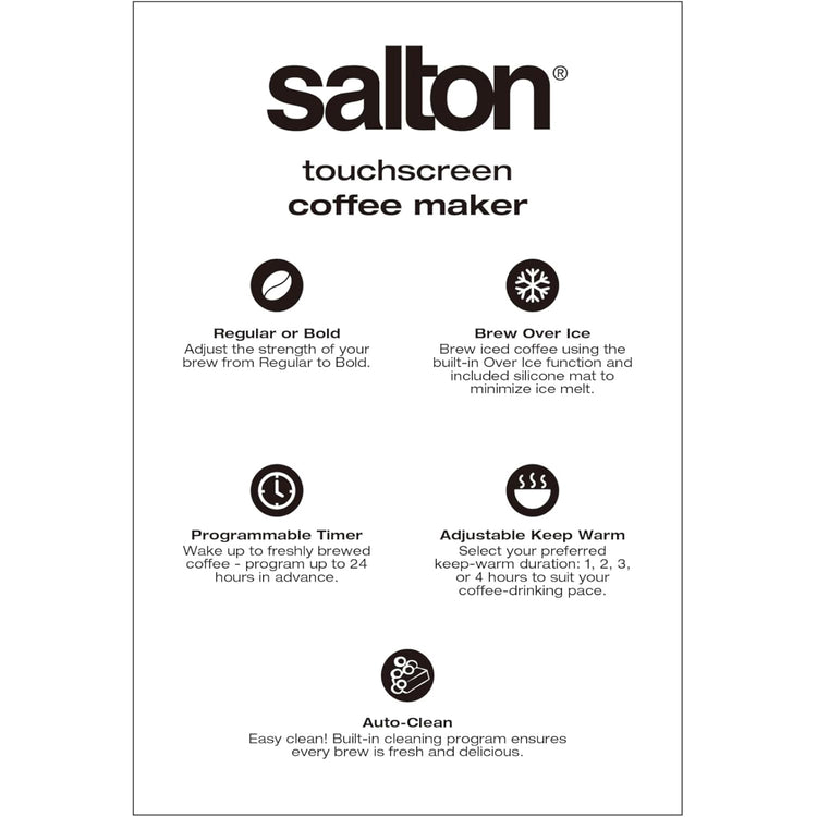 Salton - Cafetière Numérique Programmable, Capacité de 14 Tasses, Pour Café Chaud ou Froid, Acier Inoxydable - Simple Boutique