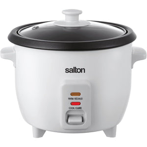 Salton - Cuiseur à Riz, Capacité de 6 Tasses, Bol de cuisson Antiadhésif Amovible, 300 Watts, Blanc - Simple Boutique