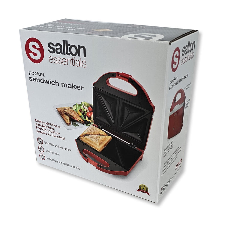 Salton Essentials - Gril à Sandwich Compact avec Suface de Cuisson Anti-Adhésive, Rouge - Simple Boutique