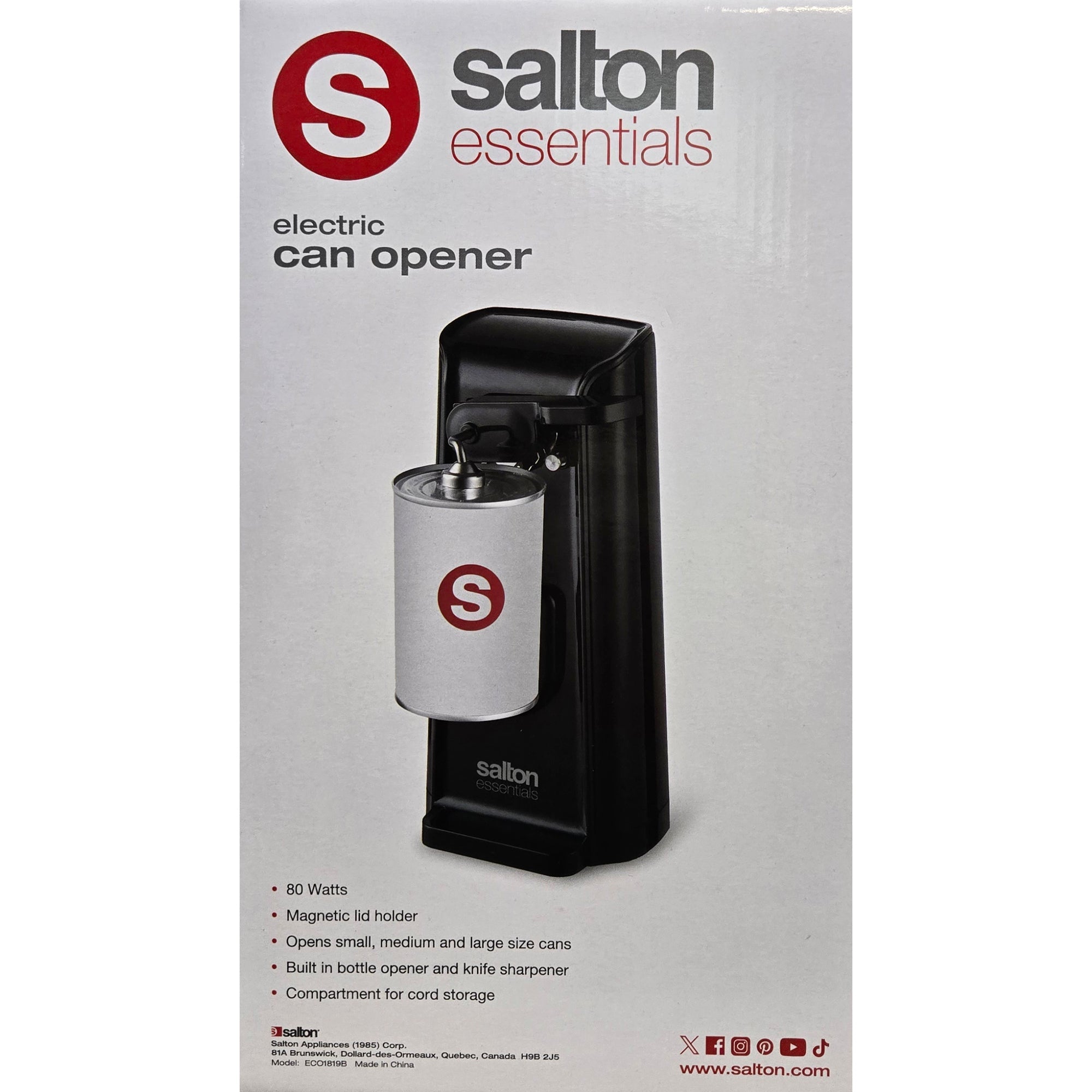 Salton Essentials Ouvre-Boite Électrique 3 en 1 Noir - Simple Boutique