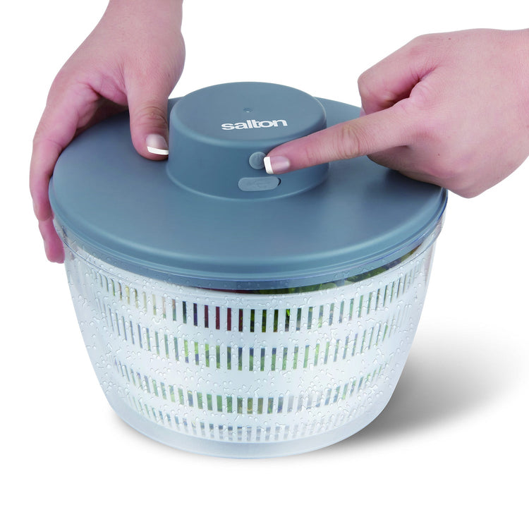 Salton - Essoreuse à Salade Électrique Rechargeable, Sans-Fil, Avec Bol de Service, Bleu - Simple Boutique