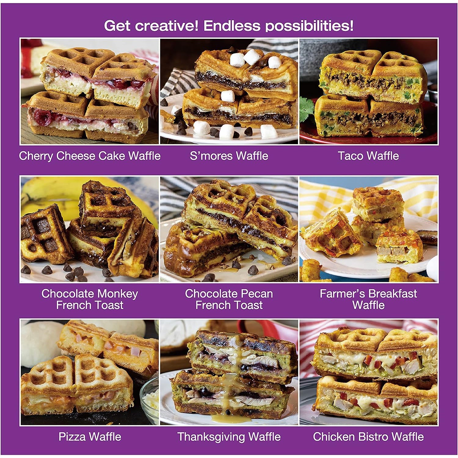 Salton - Gaufrier pour Gaufre Avec ou Sans Garniture, Revêtement en Céramique, Noir - Simple Boutique