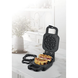 Salton - Gaufrier pour Gaufre Avec ou Sans Garniture, Revêtement en Céramique, Noir - Simple Boutique