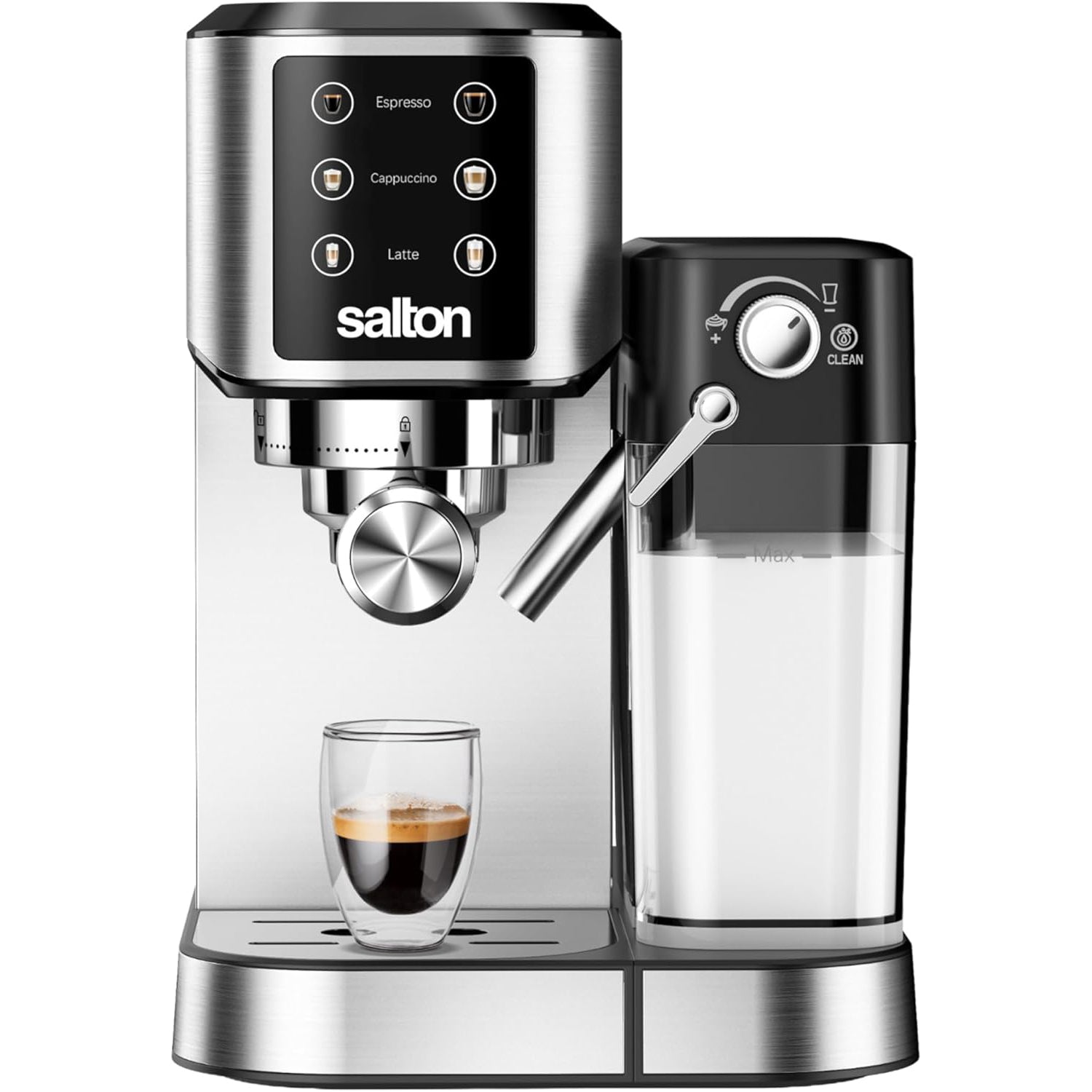 Salton - Machine à Expresso Barista+ 3 en 1, Recipient à Lait Amovible, Acier Inoxydable - Simple Boutique