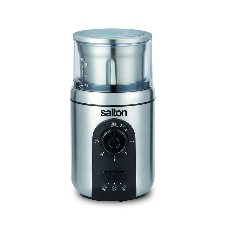 Salton - Moulin à Café/Herbes/Épices Intelligent, Capacité de 12 Tasses, Acier Inoxydable - Simple Boutique