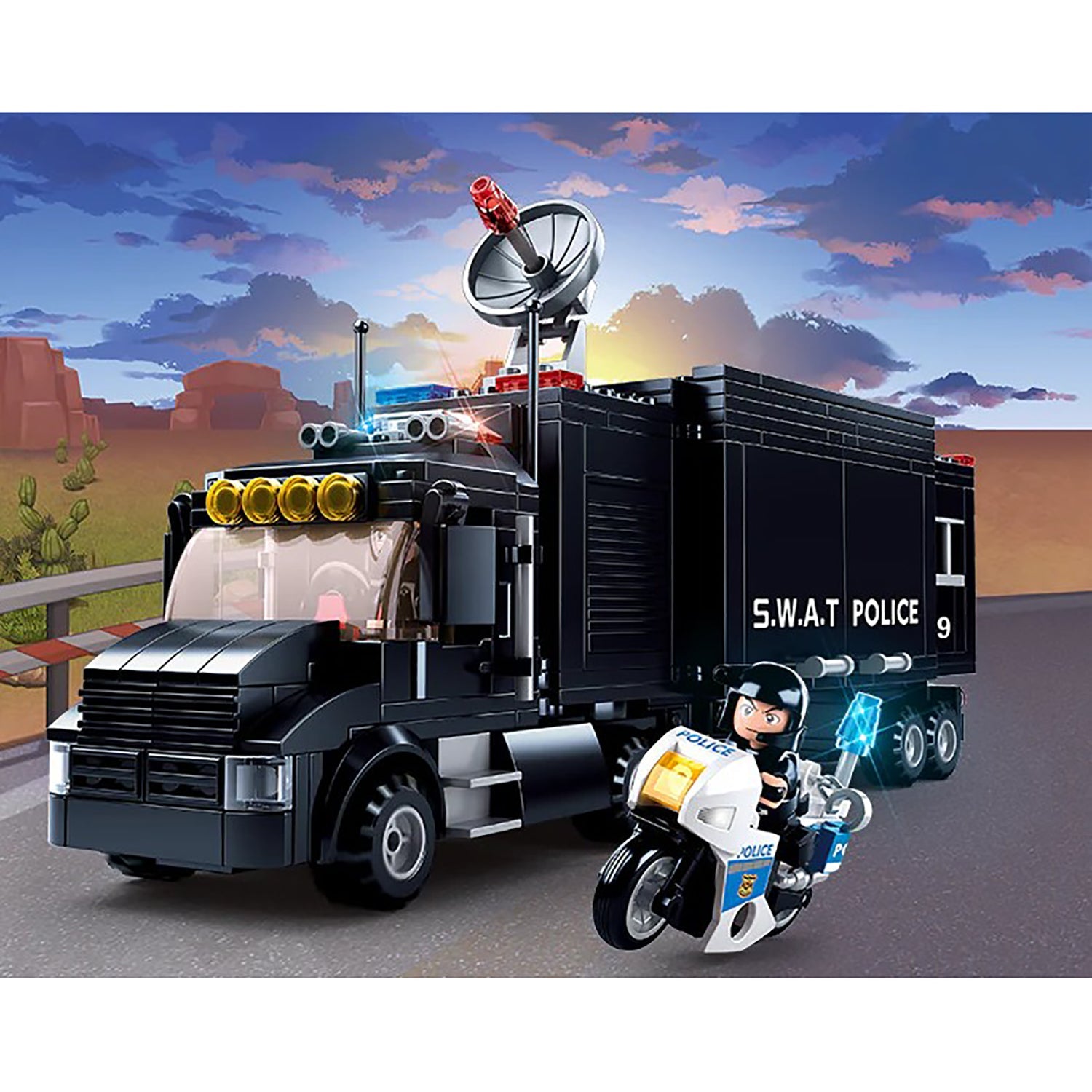 Sluban - Ensemble de Blocs de Construction Camion de Police, Hélicoptère et 5 Figurines, 540 Pièces - Simple Boutique