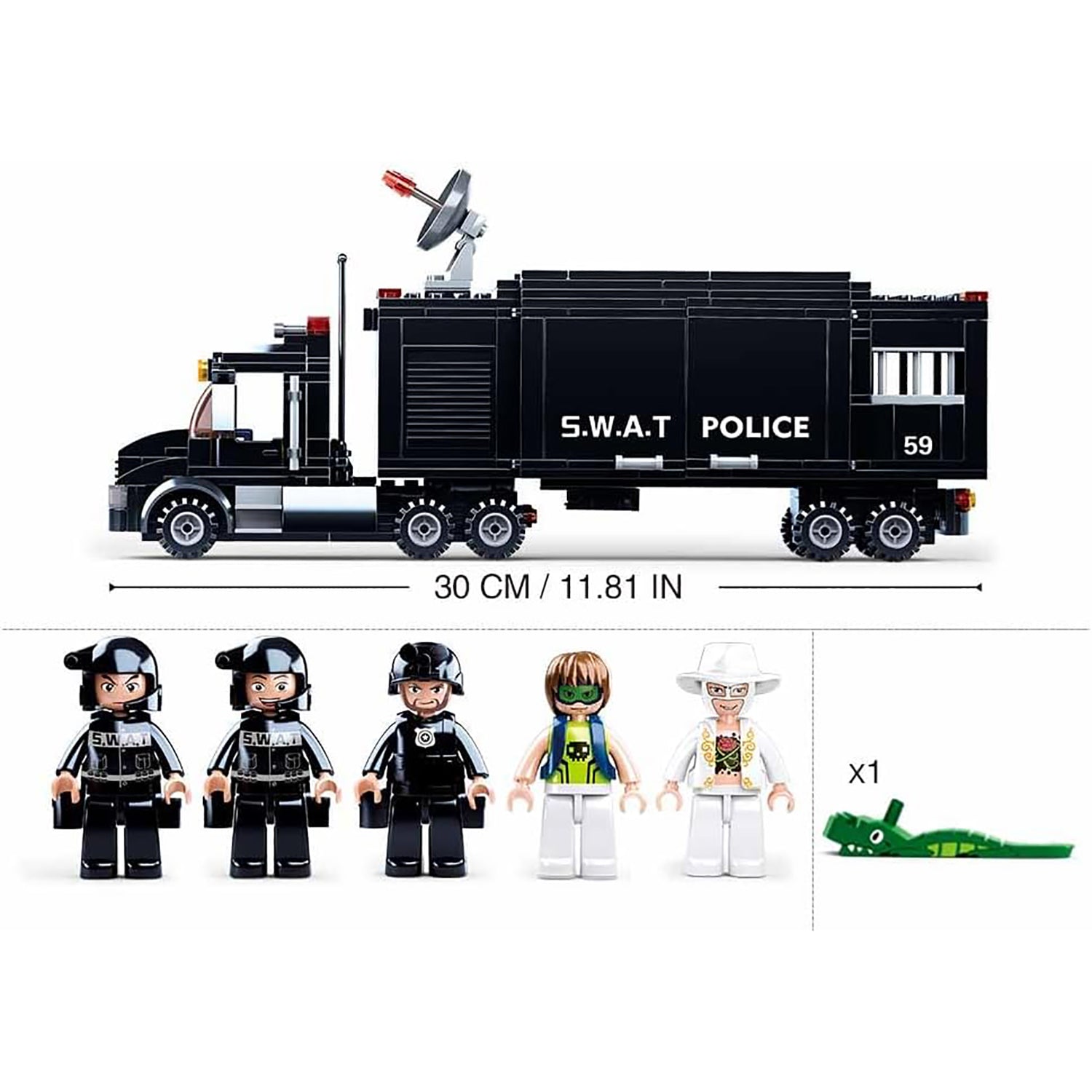 Sluban - Ensemble de Blocs de Construction Camion de Police, Hélicoptère et 5 Figurines, 540 Pièces - Simple Boutique