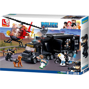 Sluban - Ensemble de Blocs de Construction Camion de Police, Hélicoptère et 5 Figurines, 540 Pièces - Simple Boutique